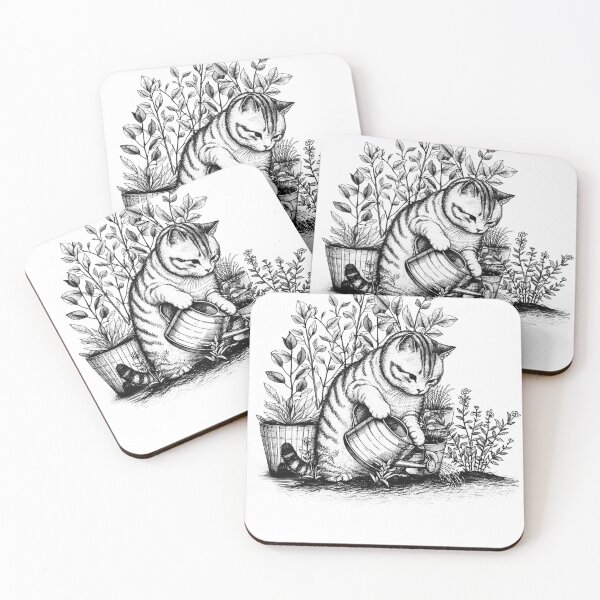 Item preview, Cat Playing Gardening Garden Gardener Plants designed and sold by Kimberley King Art  King Art.