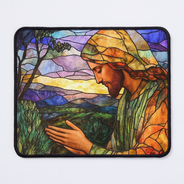 Item preview, Jesus Honoring Mother Earth Stained Glass Mosaic designed and sold by AdamesArtStudio.