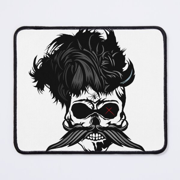 Item preview, skull hipster mustache skull punk hairstyle mustache designed and sold by Achille3777.
