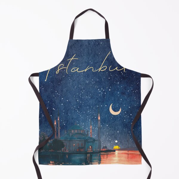 Item preview, Istanbul Turkey Night Skyline Watercolor Print designed and sold by TuncGK.
