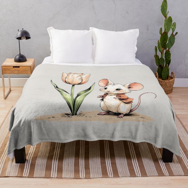 Item preview, Cute Mouse & Wildflowers - Cute Boho Nature Art designed and sold by MusesWhispers.