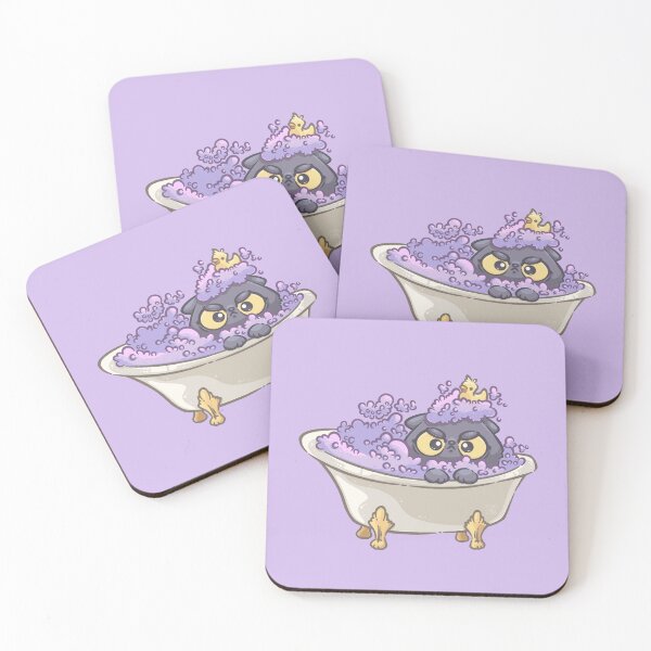 Item preview, Duck and Black Cat in Purple Bubble Bath designed and sold by SketchesWSara.