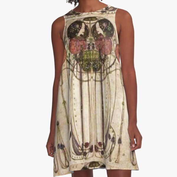 Charles Rennie Mackintosh, The Wassail 1900 (Detail, Crop). A-Line Dress