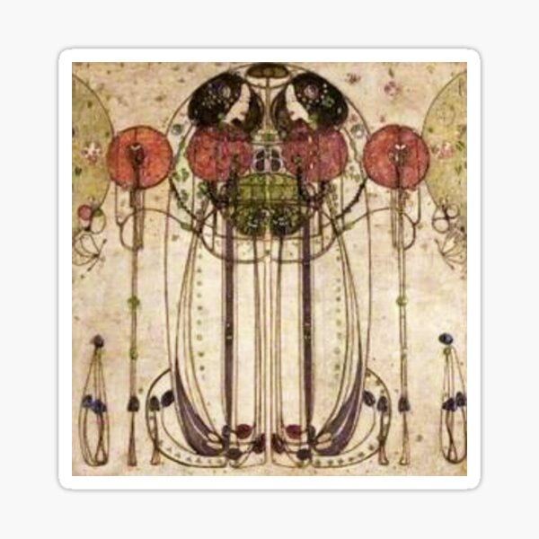 Charles Rennie Mackintosh. The Wassail 1900 (Detail, Crop). Sticker