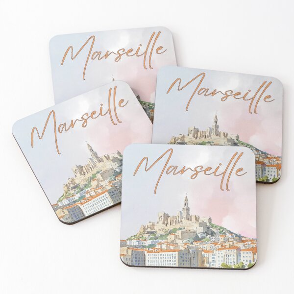 Item preview, Marseille at Dawn City Awakening Watercolor Print designed and sold by TuncGK.