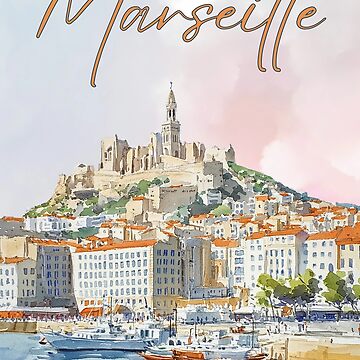 Artwork thumbnail, Marseille at Dawn City Awakening Watercolor Print by TuncGK