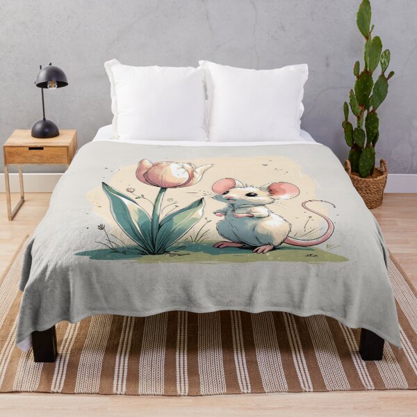 Item preview, Cute Mouse & Wildflower - Cute Boho Nature Art designed and sold by MusesWhispers.