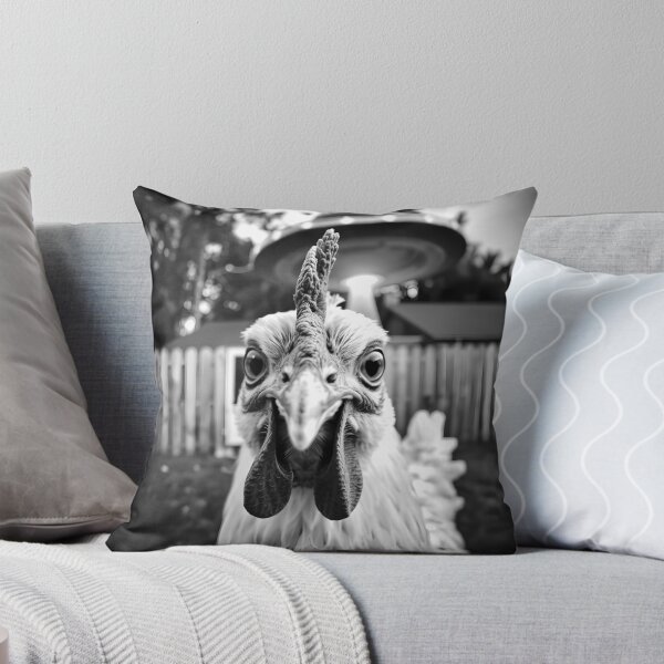 Item preview, Coop Conspiracy: Chicken’s Black & White UFO Selfie – Farmcore Cryptid Art designed and sold by WAUZ.
