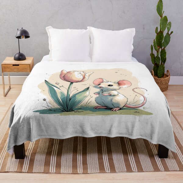 Item preview, Cute Mouse & Wildflower - Cute Boho Nature Art designed and sold by MusesWhispers.