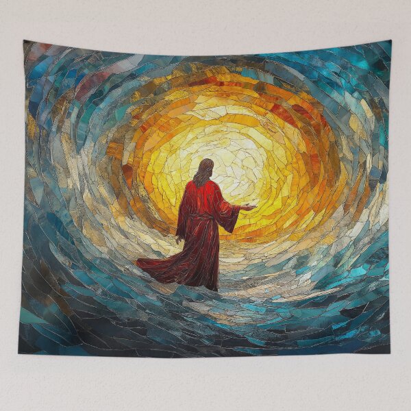 Item preview, Moses Parting the Red Sea Stained Glass Artwork designed and sold by AdamesArtStudio.