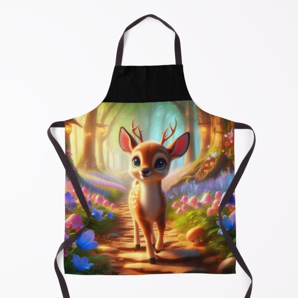 Item preview, Cartoon fawn little cute deer on a flowers paved forest path childrens book illustration designed and sold by EmeraldeaArt.