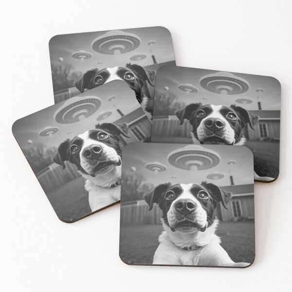 Item preview, Dog UFO Sighting: Paw-some Proof in Retro Black & White designed and sold by WAUZ.