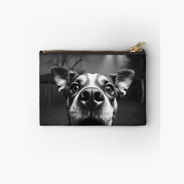 Item preview, Barking at UFOs: Canine Selfie with Alien Photobomb – B&W Conspawracy Art designed and sold by WAUZ.