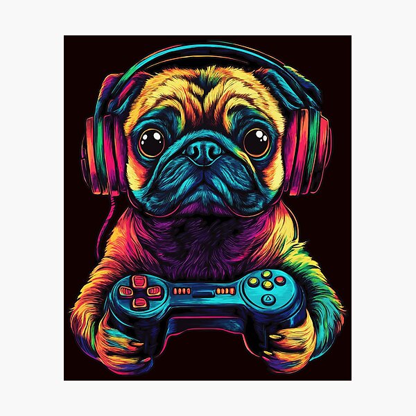 Item preview, Pug Lovers Gaming Design Splash Art Kids Pug Dog Designs designed and sold by adsman68.
