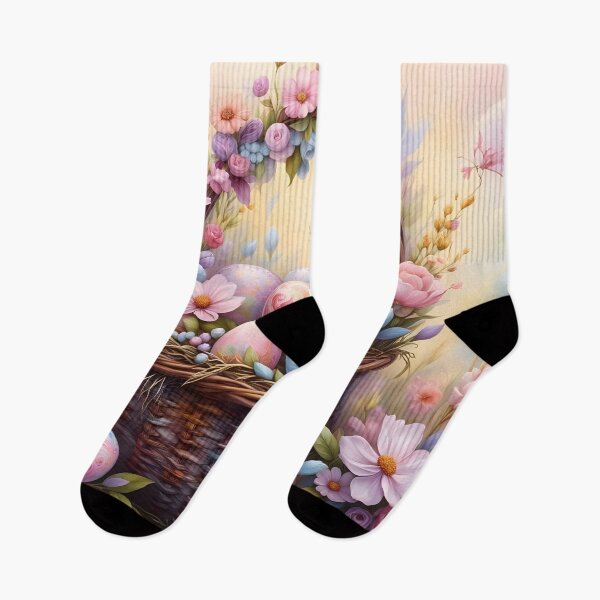 Artikelvorschau, Elegantes Osterkörbchen mit bunt bemalten Eiern entworfen und verkauft von ACuriousshoppe.