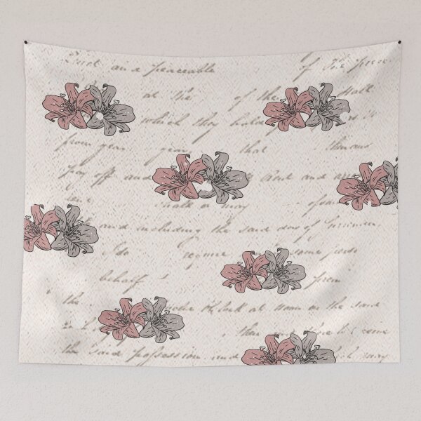 Aperçu de l'œuvre Motifs lys vintage fond blanc créée et vendue par Aurélia Mahé.