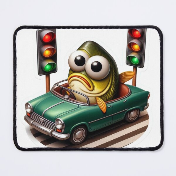 Item preview, Sticker of a Fish Driving a Tiny Car  Premium Cool Trendy Best Gift designed and sold by Imaginarium of Chaos falcon88 .