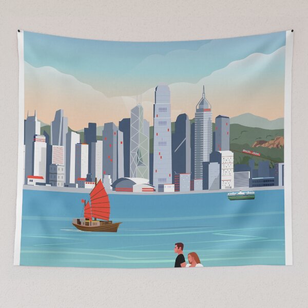 Item preview, Hong Kong travel poster cityscape designed and sold by Arctic frame studio.