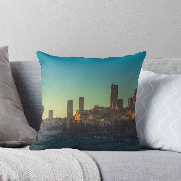 San Gimignano’s medieval towers at sunset Throw Pillow