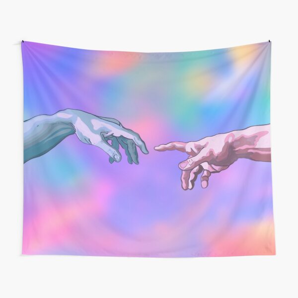 Aperçu de l'œuvre Création abstraite des mains d'Adam Michelangelo créée et vendue par Ethereal Pop Art & Classical Reimaginations.