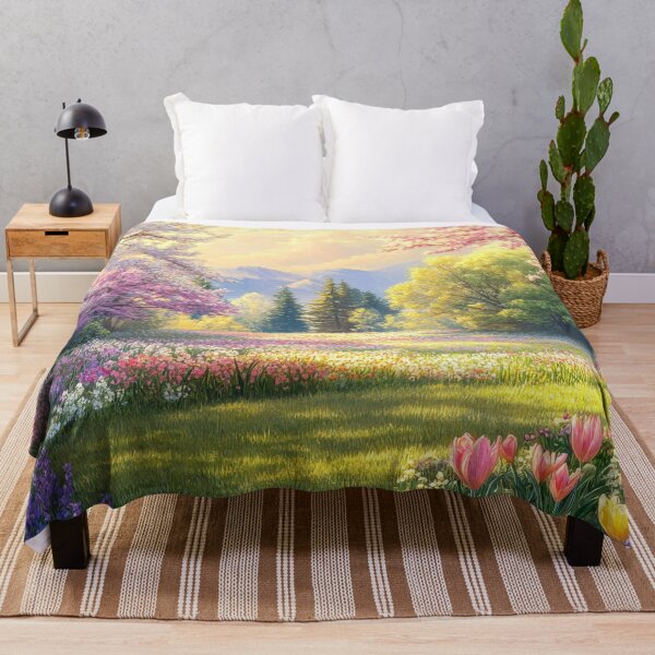Item preview, Idyllic Spring Landscape with Cherry Blossoms and tulips designed and sold by MargaretWiktor.