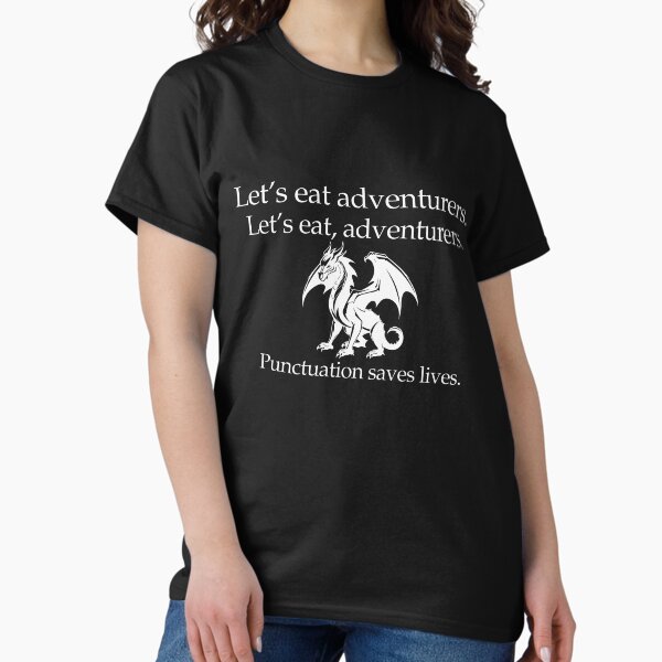 Item preview, White Dragon: Punctuation Saves Lives designed and sold by TenkaTees.