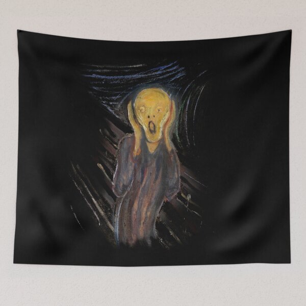 Item preview, The Scream by Edvard Munch, an iconic expressionist painting, depicts a figure with a haunting, open-mouthed expression against a swirling fear designed and sold by mirrorimages.