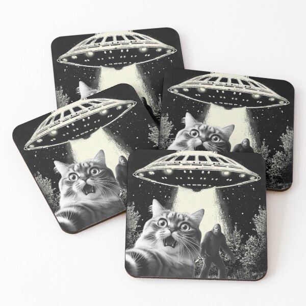 Item preview, Cat Selfie With Alien UFO Bigfoot Ape Funny Cat Meme designed and sold by GroovyFusion.