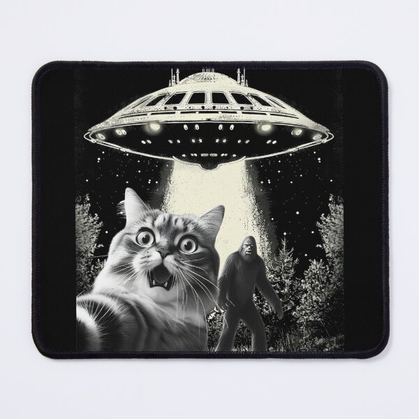 Item preview, Cat Selfie With Alien UFO Bigfoot Ape Funny Cat Meme designed and sold by GroovyFusion.