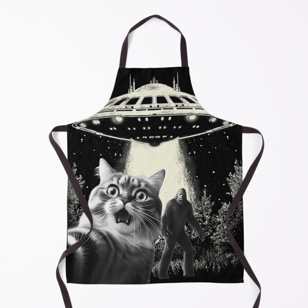 Item preview, Cat Selfie With Alien UFO Bigfoot Ape Funny Cat Meme designed and sold by GroovyFusion.