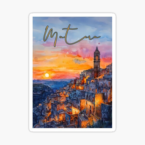 Item preview, Matera Italy Historic Townscape Watercolor Print designed and sold by TuncGK.