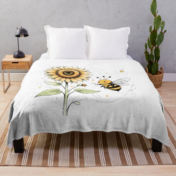Item preview, Cute Bee & Sunflower - Cute Boho Nature Art designed and sold by MusesWhispers.