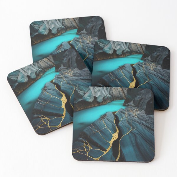 Item preview, Blue turquoise river through a marble black mountain designed and sold by RK - Shop.