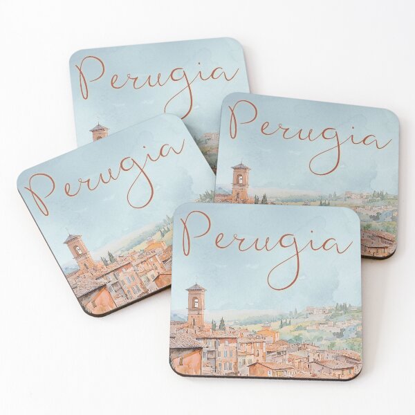 Item preview, Perugia Italy Historic Townscape Watercolor Print designed and sold by TuncGK.