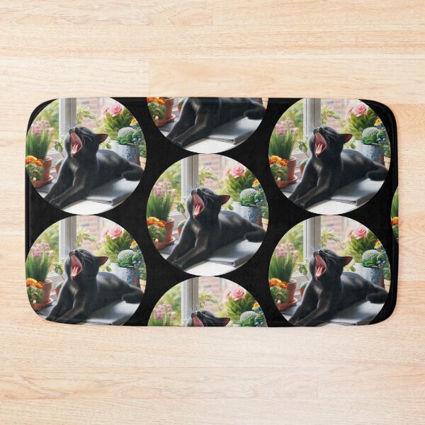 Item preview, Cute yawning black cat designed and sold by Dogandesighn.