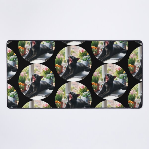 Item preview, Cute yawning black cat designed and sold by Dogandesighn.