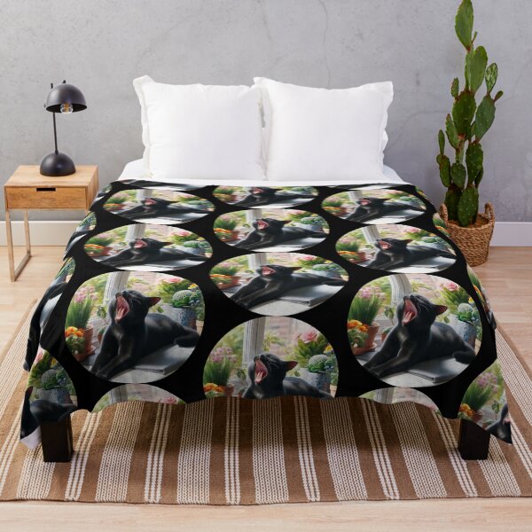 Item preview, Cute yawning black cat designed and sold by Dogandesighn.