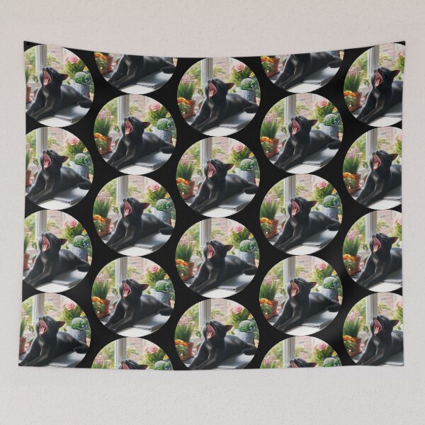 Item preview, Cute yawning black cat designed and sold by Dogandesighn.