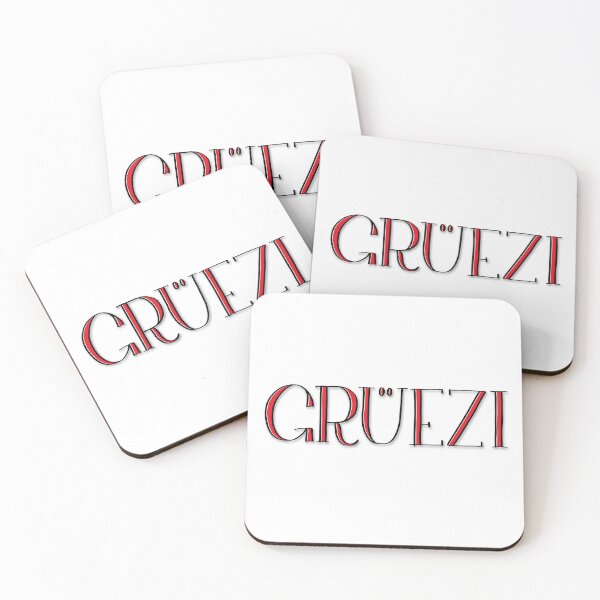 Item preview, GRÜEZI – Swiss greeting in stylish serif font – black and red designed and sold by Taylina.