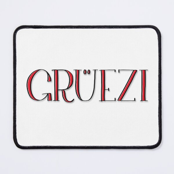 Item preview, GRÜEZI – Swiss greeting in stylish serif font – black and red designed and sold by Taylina.