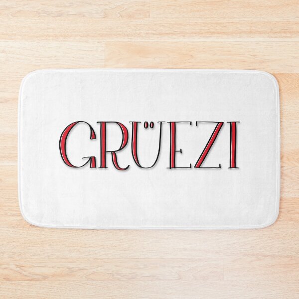 Item preview, GRÜEZI – Swiss greeting in stylish serif font – black and red designed and sold by Taylina.