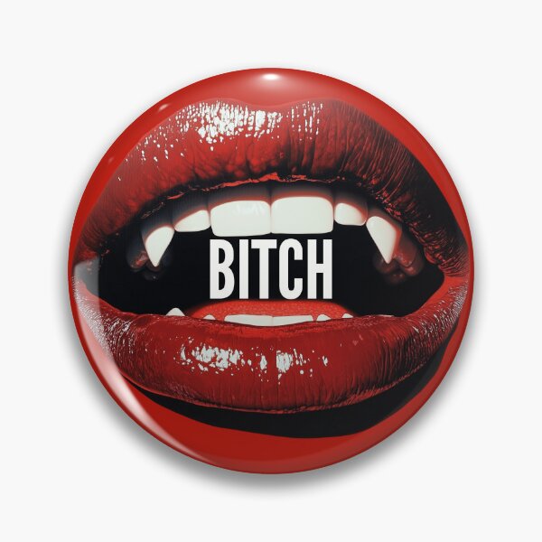 Item preview, bitch red lips vampire teeth lipstick pop art designed and sold by Alyn8.