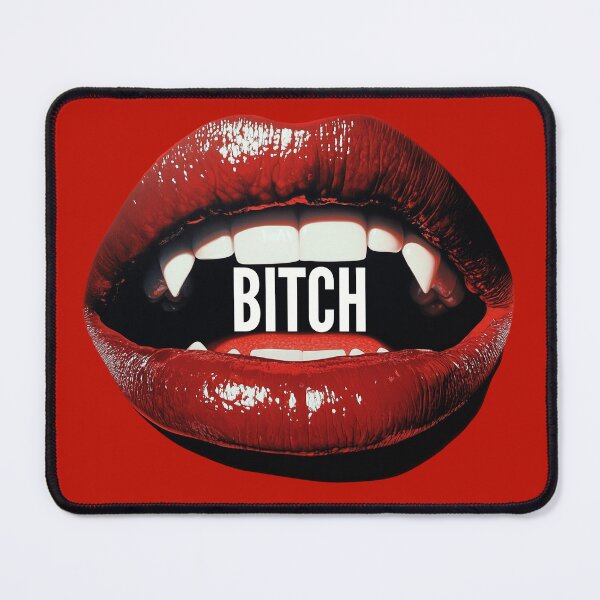Item preview, bitch red lips vampire teeth lipstick pop art designed and sold by Alyn8.