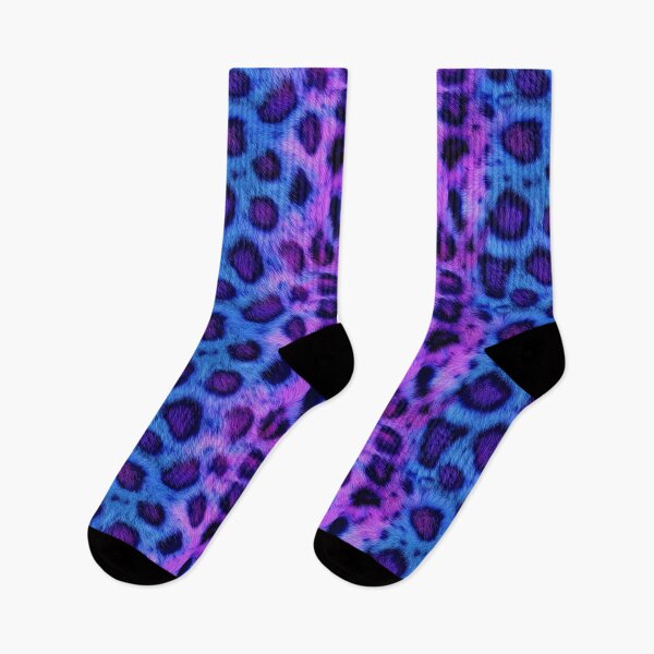 Item preview, Neon blue and pink fluffy fur with leopard like print designed and sold by 1enchik.