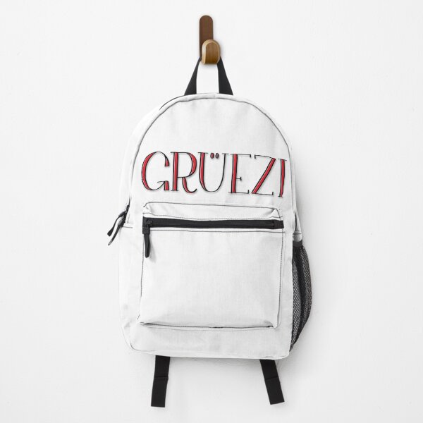 Vista previa del artículo con la obra «GRÜEZI – Saludo suizo en elegante fuente serif – negro y rojo», diseñado y vendido por Taylina.