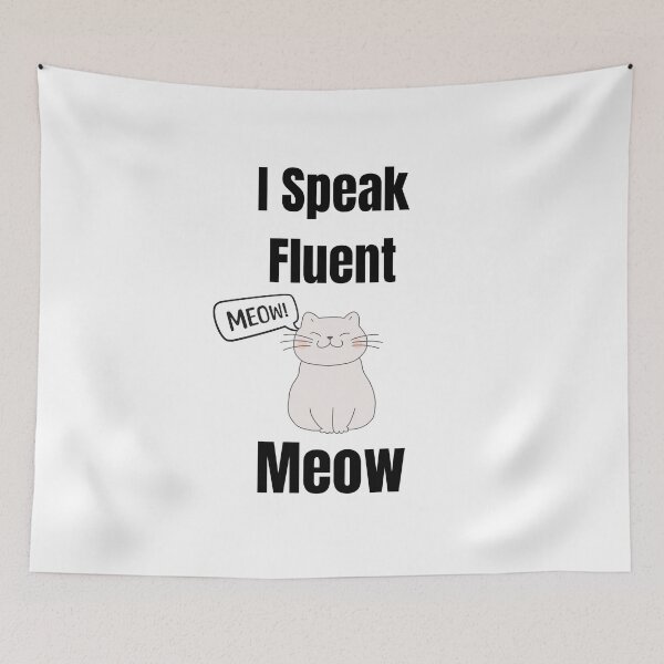 Item preview, I Speak Fluent Meow - Cute Smiling Cat – Minimalist Kawaii Meow Design designed and sold by GooberCats .
