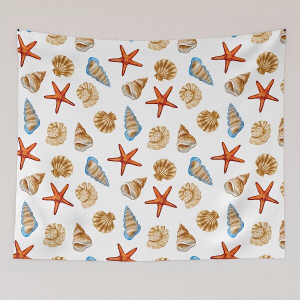 Item preview, Shells and starfish, seamless marine parterre  designed and sold by Nastasiakhmnk.