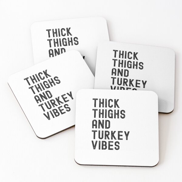 Item preview, Thick Thighs and Turkey Vibes funny thanksgiving workout gym designed and sold by snowry.
