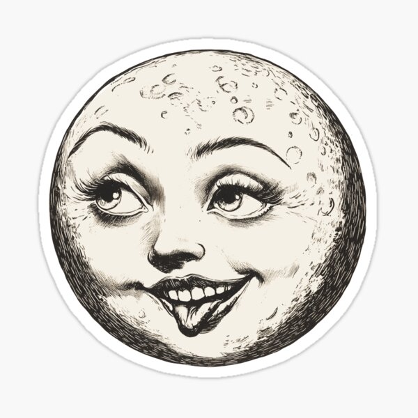 Item preview, Silly Vintage Moon Face designed and sold by RoseoftheWild.