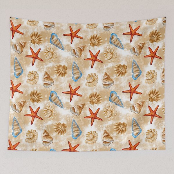 Item preview, Shells and starfish, seamless marine parterre  designed and sold by Nastasiakhmnk.